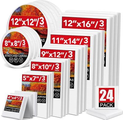 Amazon.com: 24 Pack Canvases for Painting with 4x4, 5x7, 8x10, 9x12, 11x14, 12x16, Round Canvas with 12x12, 8x8, Painting Canvas for Oi