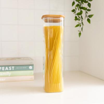 Square Glass and Bamboo Tall Jar – Little Label Co