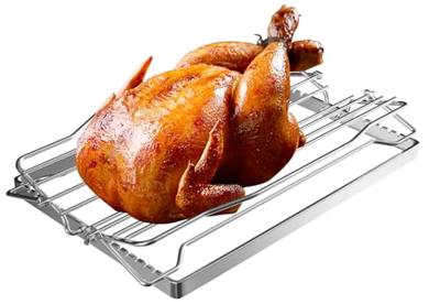 Adjustable Turkey Roast Rack, V Rack for Roasting Large Turkey, Turkey Cooking Rack Chicken Rack for Oven, Smokers, Grills, Foldable V-Shaped Chicken