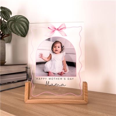 Mother’s Day Personalised Bow Photo Plaque — Elkwood Designs