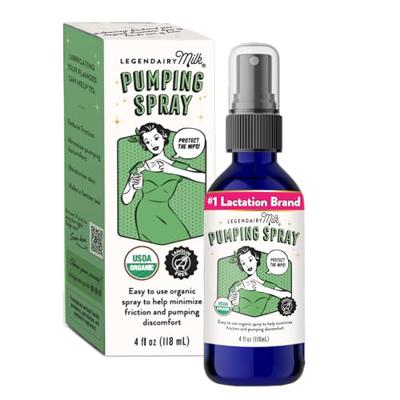 Legendairy Milk Pumping Spray 4 oz., Helps Sore Nipples & Clogged Ducts, Organic Lubricant for Breast Shields and Flanges, Vegan Breast Pump Spray, Na