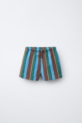 MULTICOLOR STRIPED SHORTS - Brown | ZARA Canada