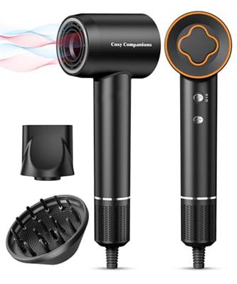 Hair Dryer - 150000 RPM High-Speed Brushless Motor Negative Ionic Blow Dryer for Fast Drying, Low Noise Thermo-Control Hair-Dryer-with-Diffuser and No