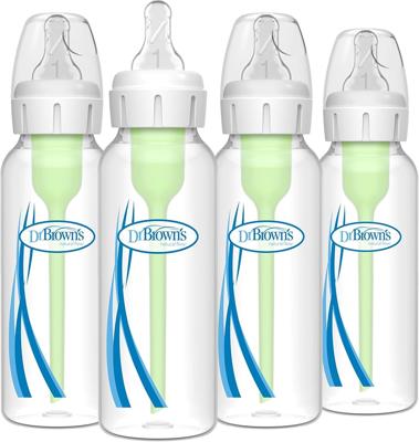 Amazon.com : Dr. Browns Natural Flow Anti-Colic Options+ Narrow Baby Bottle, 8 oz/250 mL, with Level 1 Slow Flow Nipples, 0m+, 4 Pack : Baby