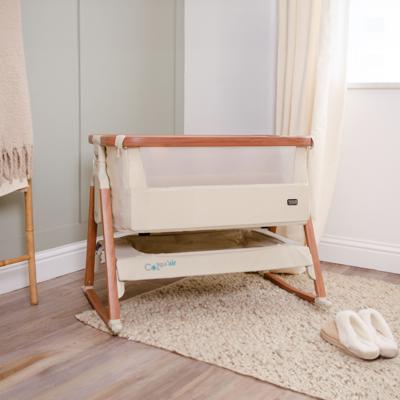 CoZee Air Bedside Crib Scandinavian Walnut & Ecru | Tutti Bambini