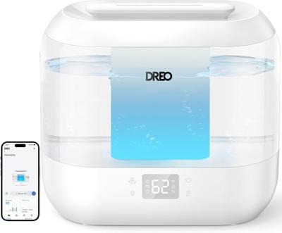 DREO 4L Smart Humidifier for Bedroom Baby, Cool Mist Humidifiers for Home, 28dB Quiet Humidifier, LED Display, Humidity Sensor, Oil Diffuser, 36H Runt