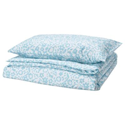 CYMBALBLOMMA duvet cover and pillowcase(s), white/blue, Twin - IKEA CA