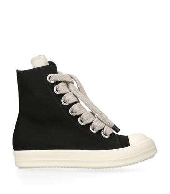 Rick Owens DRKSHDW Black Canvas Jumbo-Lace High-Top Sneakers | Harrods UK