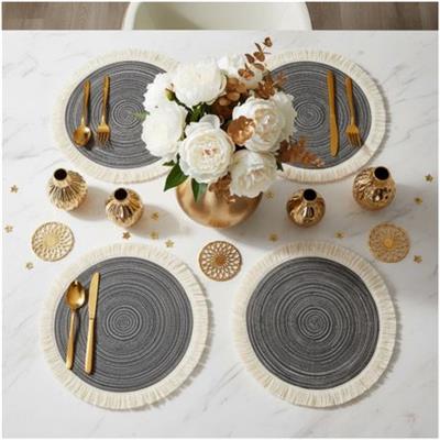 Stylish Set of Four Round Woven look Placemats-Natural Fibre Fringe Design | Shop Today. Get it Tomorrow! | takealot.com