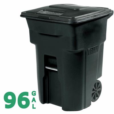 Toter 96 Gallon Black Rolling Outdoor Garbage/Trash Can with Wheels and Attached Lid 79296-R2200 - The Home Depot