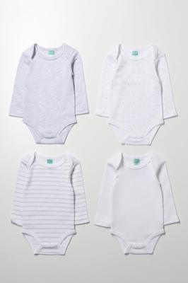 4 Pack Long Sleeve Vests White And Grey | Vests | Ackermans