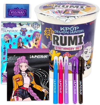 Amazon.com: Kpop Demon Hunters™ Rumi Stationery Set with Mini Notebook, Gel Pens, Markers, Eraser, Bonus Kpop Stickers & Cute Storage, Official K Pop