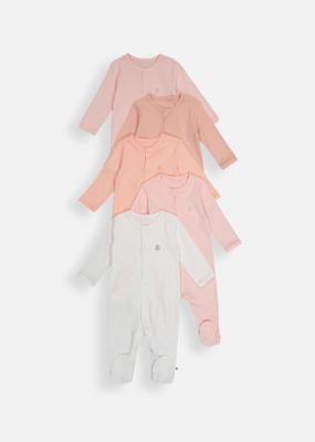 Plain Organic Cotton Sleepsuits 5 Pack  | Woolworths.co.za