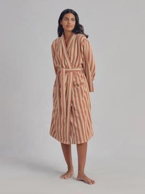 Sand Shell Pembroke Stripe Cotton Robe | Piglet in Bed UK