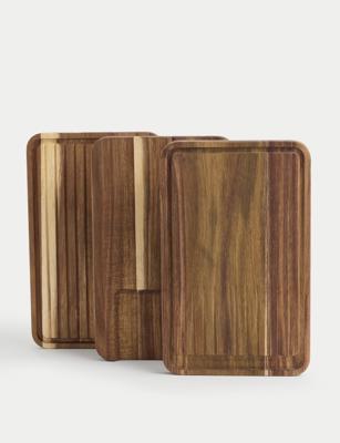 Set of 3 Wooden Chopping Boards | M&S | M&S
