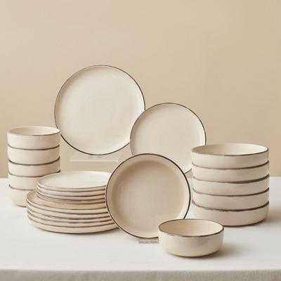 Karaca Monica 24-Piece Stoneware Dinner Set for 6 People, Beige
