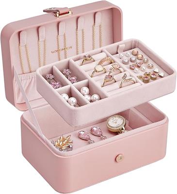 Amazon.com: SONGMICS Jewelry Organizer Box, Travel Jewelry Case, 2-Layer Travel Case for Earrings, Necklaces, Bracelets - Portable Jewelry Storage wit