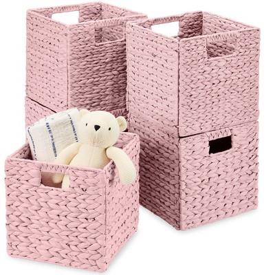 Best Choice Products 10.5x10.5in Hyacinth Storage Baskets, Set of 5 Multipurpose Collapsible Organizers - Pink : Target