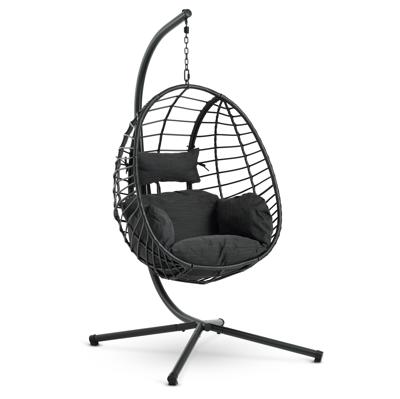 BORK Egg Swing Chair – Black Hanging Chair with Stand