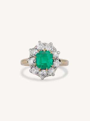 Edwardian Colombian Emerald & Diamond Cluster Antique Engagement Ring – Erstwhile