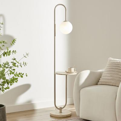 Temple & Webster Fay Travertine Floor Lamp With Table