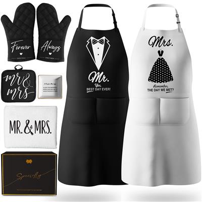 CITTA Mr and Mrs Aprons for Couples Gifts Set Kitchen Cooking Wedding Anniversary Christmas - Walmart.com