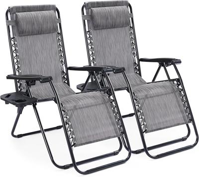 Amazon.com: Sweetcrispy Zero Gravity Chairs, Set of 4 Portable Recliner Beach Camping Patio Outdoor Folding Lounge Chair with Cup Holder Trays