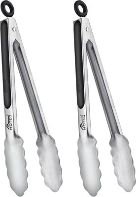 Amazon.com: Hotec Stainless Steel Kitchen Tongs, Set of 2-9 and 12, Locking Metal Food Tongs for Cooking, Serving, BBQ, Grill Non-Slip Grip : Patio,