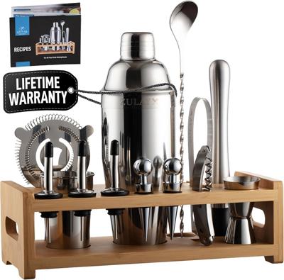 Amazon.com: Zulay Kitchen 24 Piece Bartender Kit-Stainless Steel Bar Accessories with Display-Modern Mixology Shaker Set for At-Home Cocktails-Use for