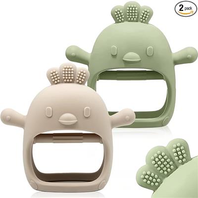 Amazon.com : ChooKaChoo 2 Pack Baby Teething Toy Silicone Teething Mitten for Babies Over 3 Months Anti Dropping Wrist Hand Teethers Baby Chew Toys fo