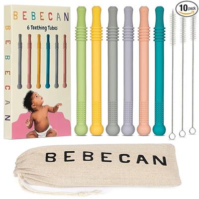 Amazon.com : Bebecan Teething Sticks for Babies 36  Months – Super Soft Silicone Teething Aids, Infant Oral Soothing Relief Back Molars, Multicolor 6-