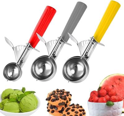 Cookie Scoops for Baking Set of 3, Stainless Steel Ice Cream Scoops with Trigger, Heavy Duty Metal Cookie Scooper Set, Professional Portion Scoop Set,