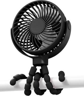 Stroller Fan,Mini Portable Travel Fan with Flexible Octopus Stand,3 Adjustable Wind Speed,360° Rotate Flexible Clip On for Car Seat Crib Travel (Black