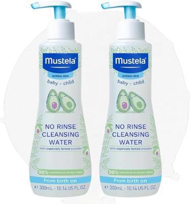 Mustela No Rinse Cleansing Water, 300ml, Pack of 2 | Gentle Micellar Water, For Babys Delicate Skin, 98% Natural Ingredients, With Aloe Vera, Avocado