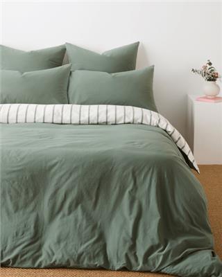 Arlo Stonewash Stripe Quilt Cover Set - Agave Green | Target Australia