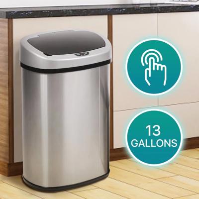 Dkeli Kitchen Trash Can, 13 Gallon Stainless Steel Automatic Sensor Bin, Touchless with Lid, Silver - Walmart.com