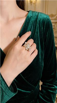 White Crystal Flower Ring - Party & Wedding Wear