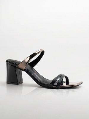 Buy Signature Sole Noir Glam Metallic Block Heels (EURO 38) Online