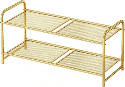 Amazon.com: MWQ Modern Shoe Rack, 2 Tier Heavy Duty Metal Mesh Shoe Shelf 27 Inch Wide, Gold : Home & Kitchen
