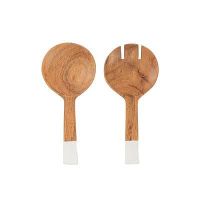 Home.Life Wooden Server Set Enamel Handle | White | Spoons – Whitehouse & Continental Linen