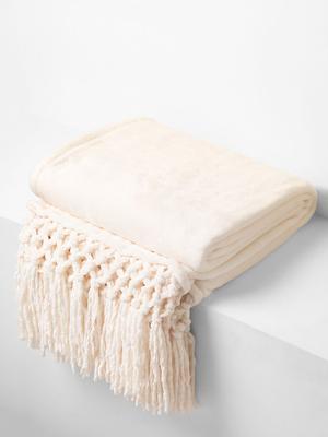 Tassel Mink Recycled Throw Vanilla 130x180cm | Bash