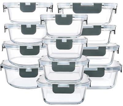 MCIRCO 24-Piece Glass Food Storage Containers with Snap Locking Lids, Glass Meal Prep Containers Set, Airtight Lunch Containers, Microwave, Oven,Freez