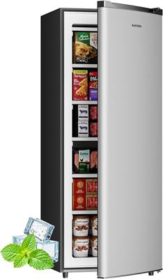Amazon.com: BANGSON 6.5 Cu.ft Upright Freezer, Stand up Freezer with Adjustable Thermostat, Removable Shelves, Reversible Single Door, for Bedroom/Hom
