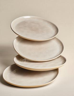 Set of 4 Linen Reactive Picnic Side Plates | M&S