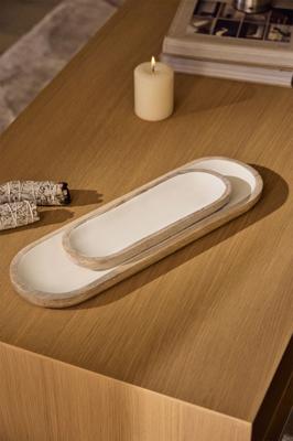 Set of 2 decorative trays in mango wood Fruela - SKLUM