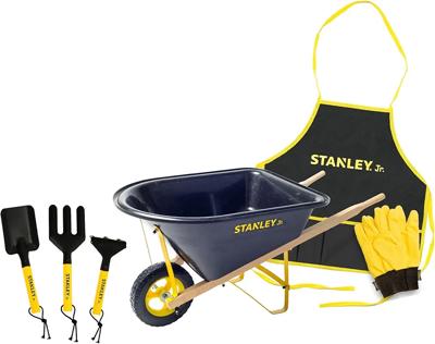 Amazon.com : Stanley Jr. Kids Wheelbarrow Set – 6-Piece Durable Toddler Wheelbarrow & Garden Tools – Child Outdoor Toy for Ages 3+ – Fun, Educational