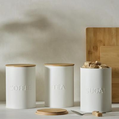 Buy Habitat Embossed Text Pack of 3 Canisters - White | Storage jars | Habitat