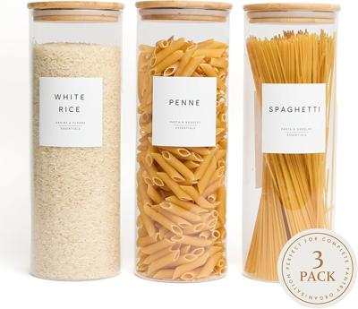 Livabl Set of 3 Large Glass Storage Jars with Lids Airtight (2.2L) – Kitchen Containers for Spaghetti, Pasta, Oats, Cereal & Rice Containers – Minimal