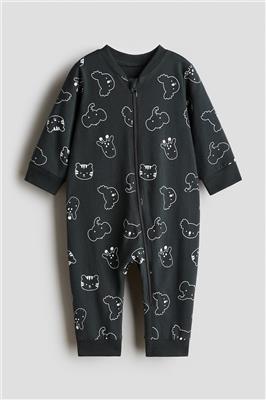 Dark gray/animals Patterned Pajama Jumpsuit for kids | H&M CA