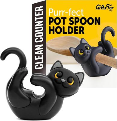 Amazon.com: Black Cat Spoon Rest for Stove Top – Silicone Pot Clip Utensil Holder & Lid Lifter – Funny Kitchen Gadget, Unique Witchy Cat Gifts for Wom